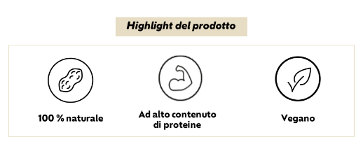 caratteristich edel prodotto: neturale, alto contenuto di proteine e vegano